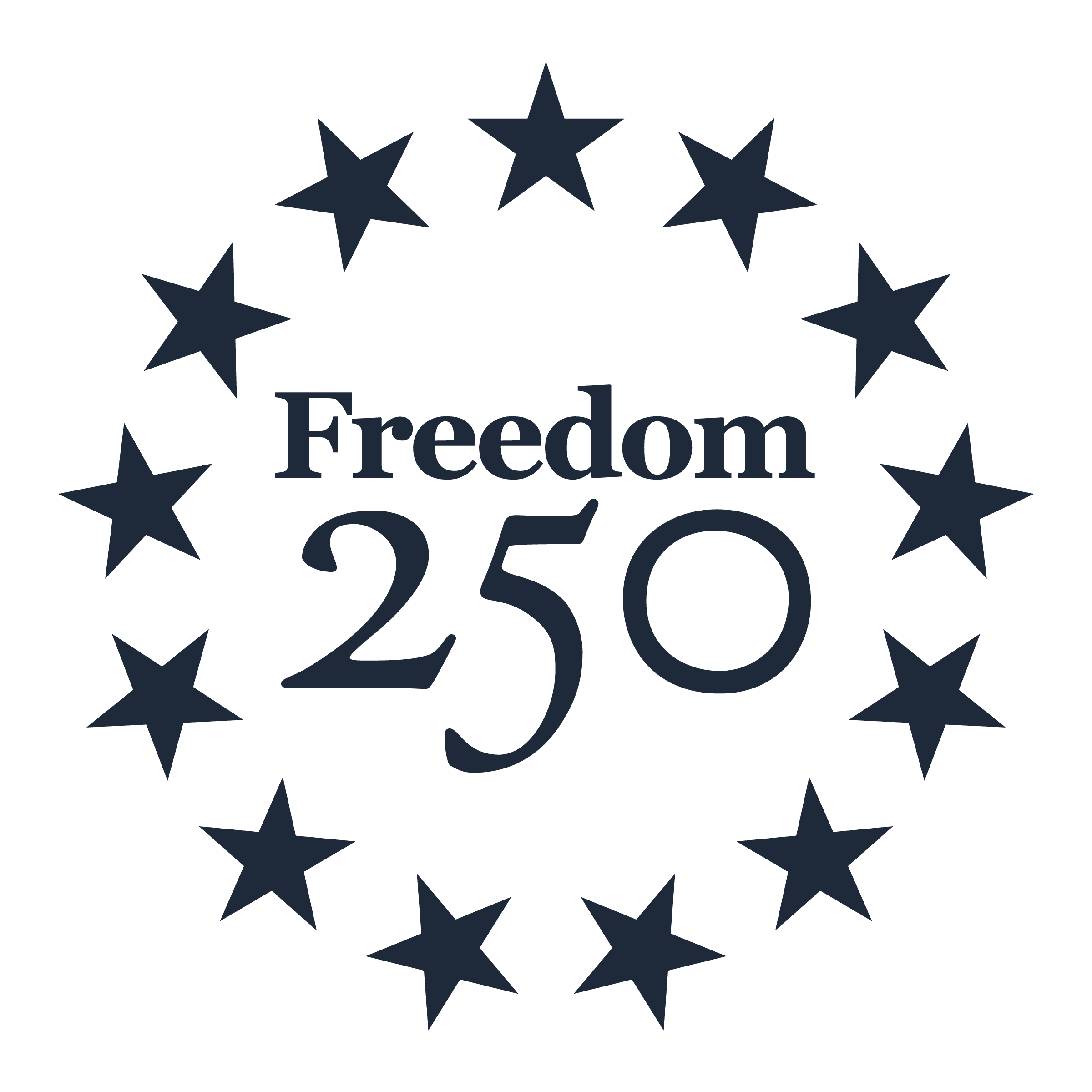 The words "Freedom 250" circled by stars